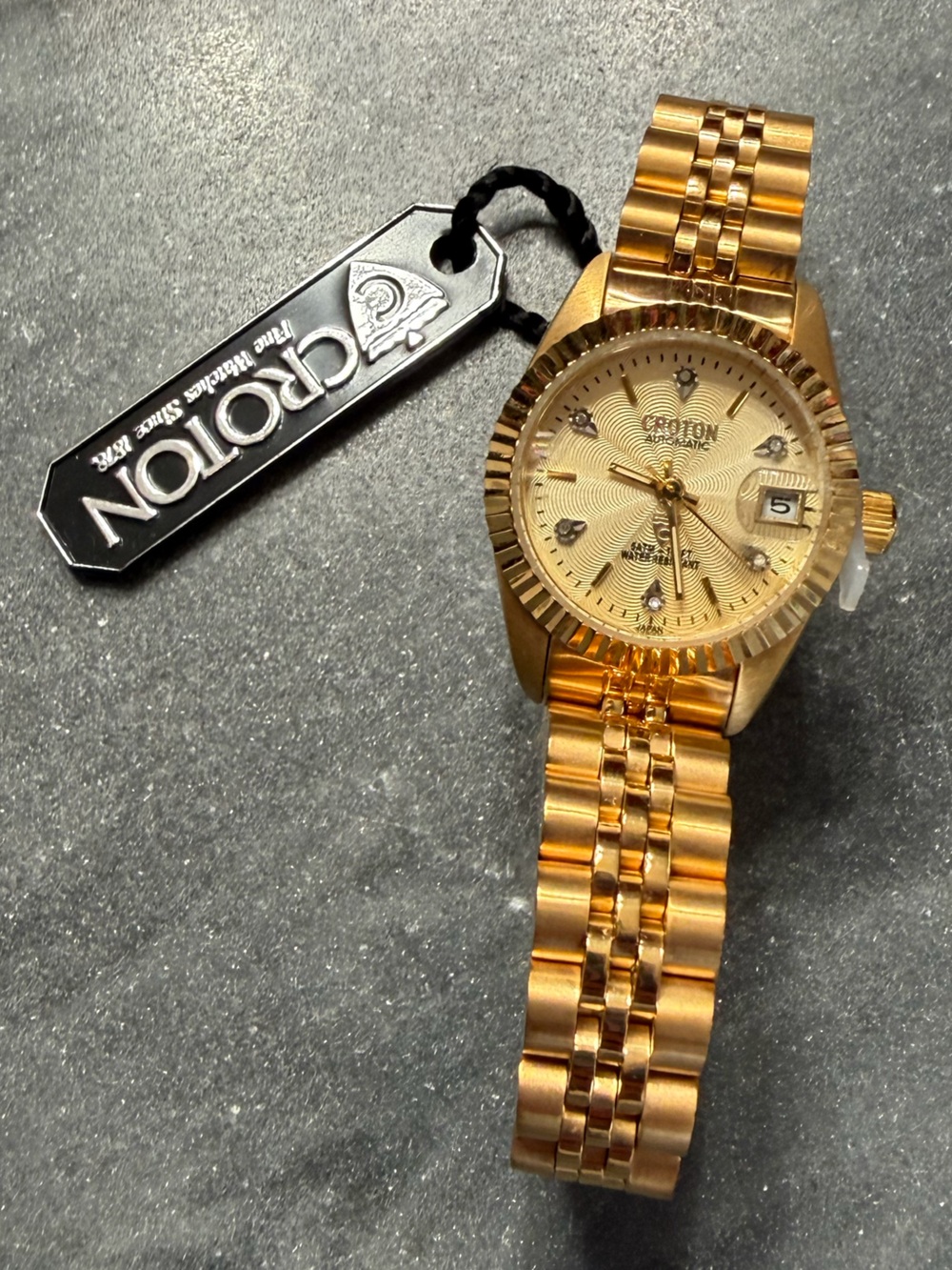 New Croton Diamond Gold Stainless Steel Women's Watch